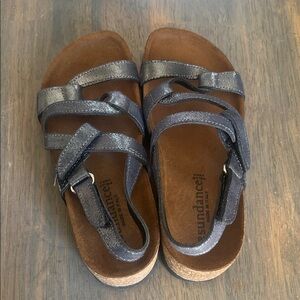 Sundance Metallic Navy Multi-Strap Cork Sandals Sz 5 women’s sandals new
